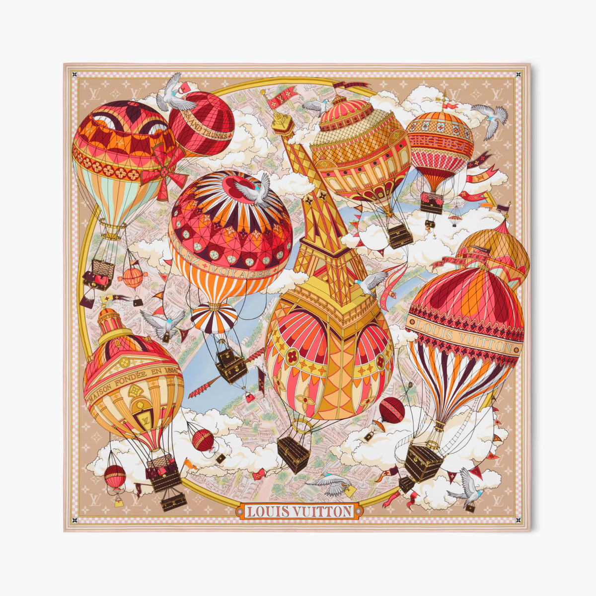 NEW Louis Vuitton From The Cloud Square 90 Silk Scarf Monogram