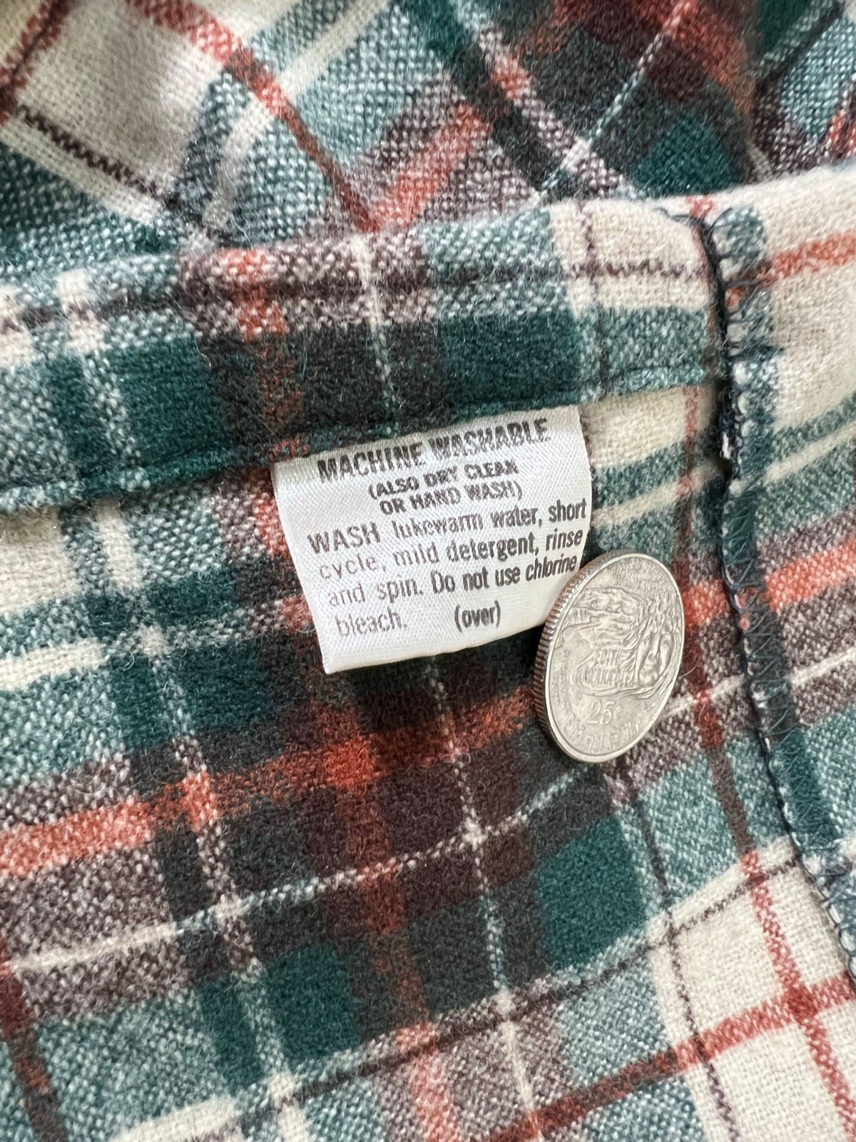 Vintage 70s Pendleton Wool Loop Collar Green Flan… - image 4