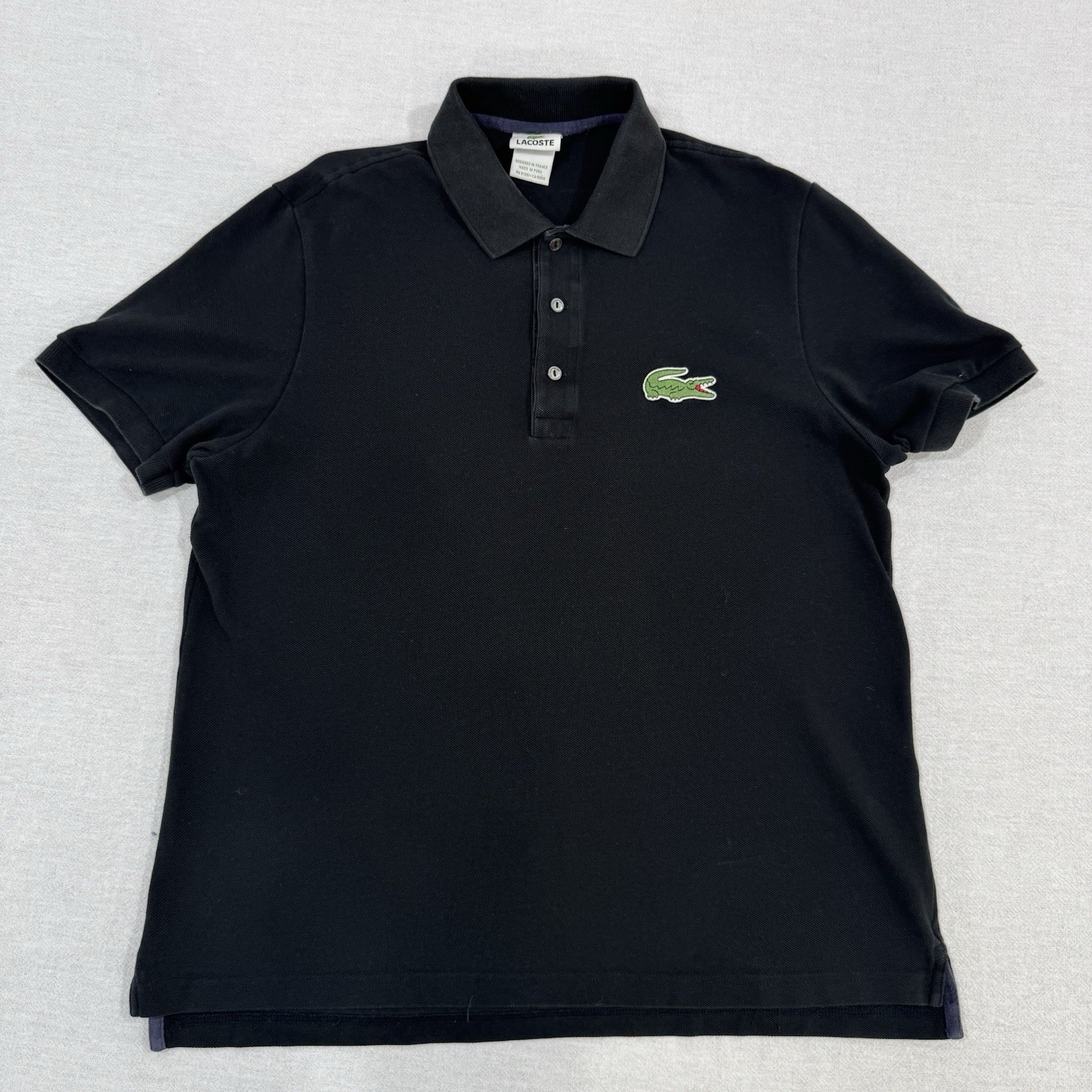 Lacoste Black Polo Pique Shirt Men’s Medium Classic Fit Big Croc Logo thumbnail 2