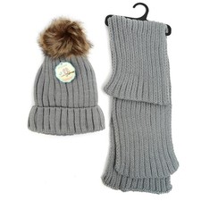Kid's Winter Knitted Pom Beanie Scarf and Hat Set