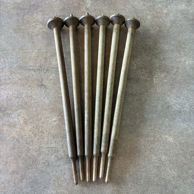 Vtg. Lot Of 6 Wood Drop Spindles W/Whorl - Used In Hand Spinning Yarn From Fiber