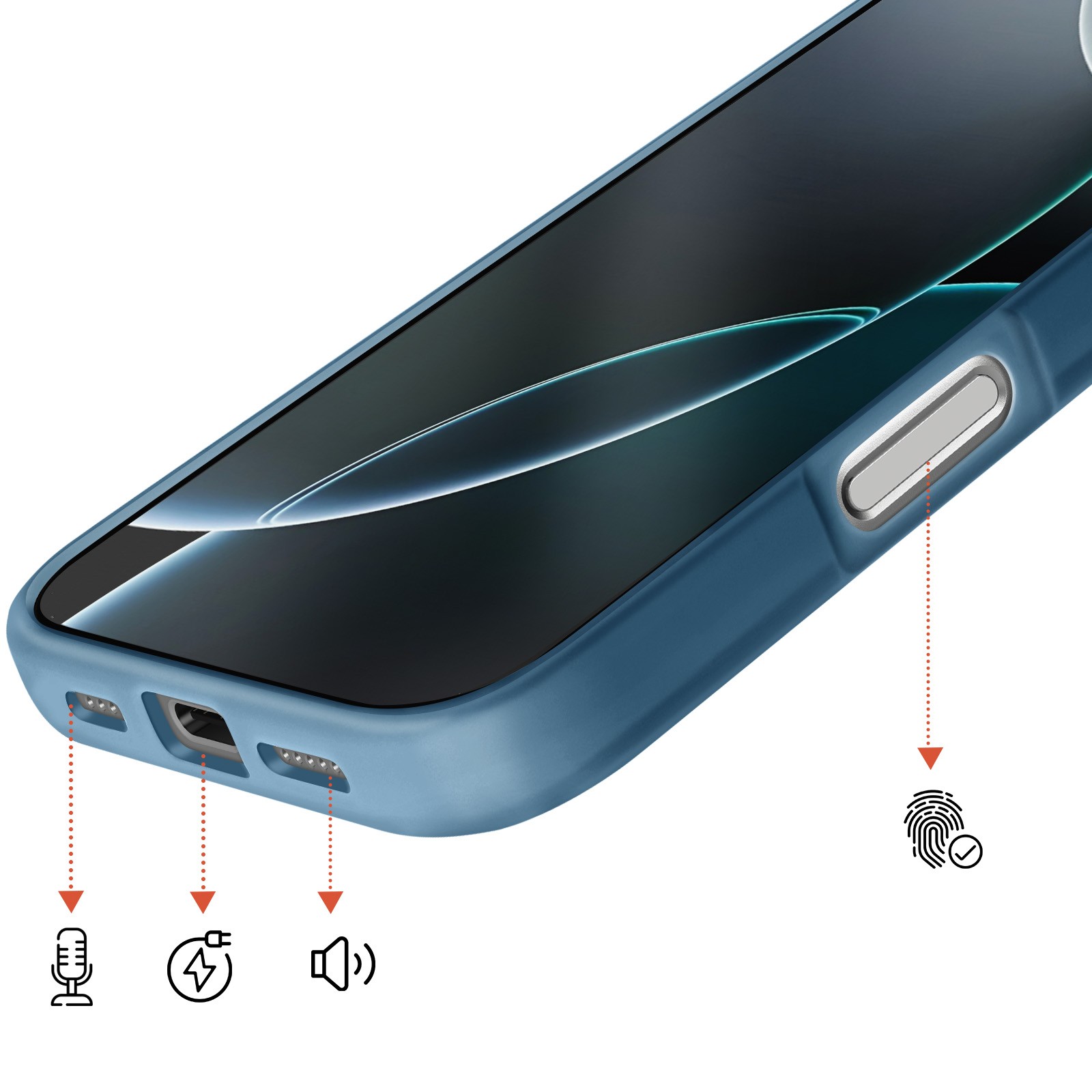 Coque iPhone 16 Pro antichoc avec dos rigide Avizar bleu