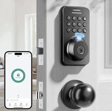 Ulecoce Black Fingerprint Smart Door Lock Keyless Entry Deadbolt App Control