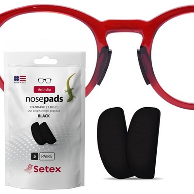 Setex Gecko Grip 1mm Anti Slip Eyeglass 5 Pair (Pack of 1), 5 Black Pairs