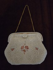 Vintage Walborg Beaded Evening Purse w/Coin Purse Mirror Made In France