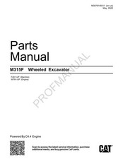 Caterpillar Cat M315F Wheeled Excavator Parts Catalog Manual