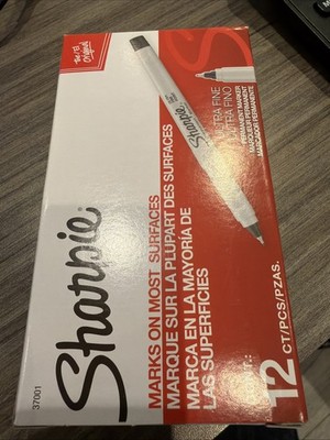 Sharpie Ultra Fine Tip Permanent Marker - Black, Pack of 12 (37001)