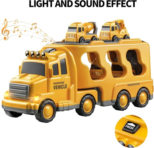 5 In 1 Construction Truck Toy Set With 4 Vehicles For Toddlers Age 2 To 6 - Picture 8 of 8