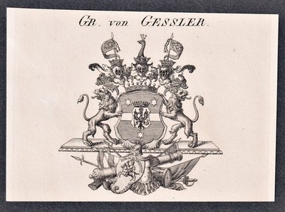 Gessler / Wappen coat of armes Kupferstich Genealogie Heraldik heraldry 1820