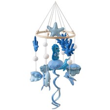 Ocean Blue Jellyfish Theme Crib Mobile,Hand-Sewn Cotton Wooden Nursery Mobile...