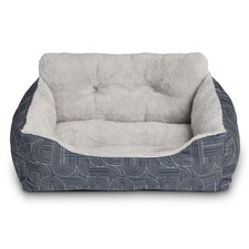 Puppy Dog Bed, Plush Bolster Dog for Small Dogs, Small, 21" x 17", Black