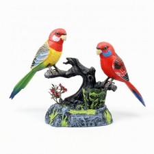 Parrot Figurine Detailed Figurine with Branch Base Tropical for Desk,