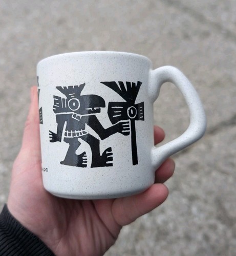 2 Vintage Rooan Roberto Cevallos Kaffee Tee Ecuador Steinzeug Tassen Schlange Azteken - Bild 13 von 13