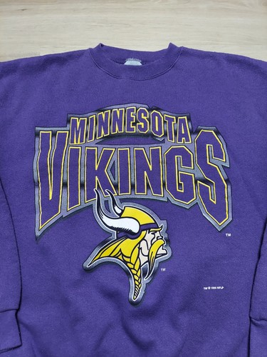 Vintage 90's Minnesota Vikings NFL Mens Large Purple Logo 7 Crewneck Sweatshirt - Picture 3 of 8