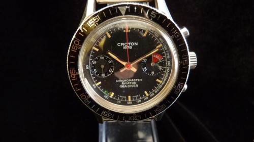 RARE CROTON CHRONOMASTER PILOT'S CHRONOGRAPH SPILLMAN CASE VALJOX 7733 NOS 50's - Picture 1 of 12