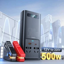 500W Car Inverter DC 12V to AC 220V Digital Display Auto Power Inversor Type C