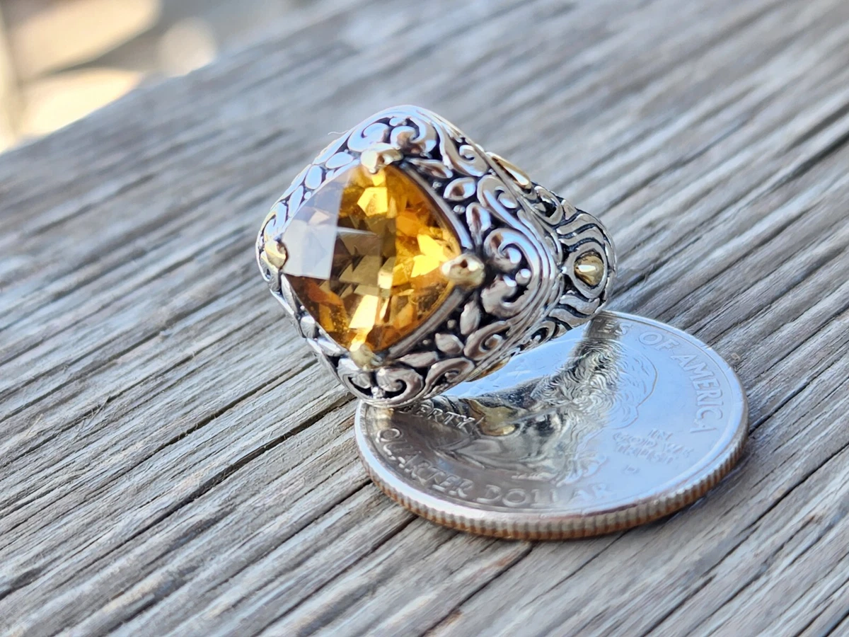 Samuel Benham BJC 925 Sterling Silver and 18K Yellow Gold Citrine
