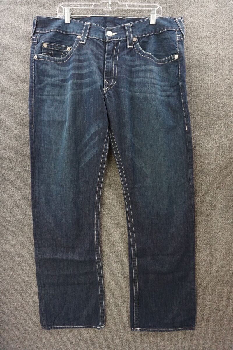 True Religion Jeans Mens Size 38 Straight Leg Distressed 3D