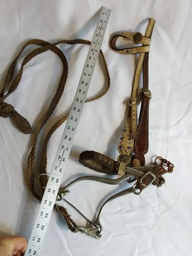 1 Ear Training Bridle/Bit - White Stitched leather - Clip on Braided Reins - Picture 7 of 7
