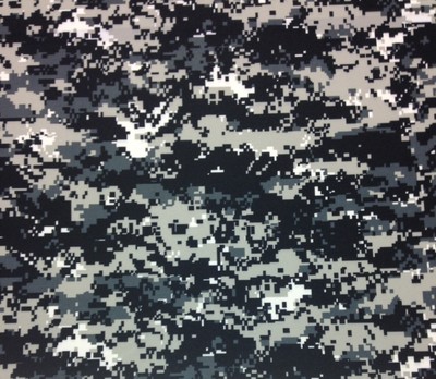 DIGITAL CAMOUFLAUGE BLACK POLYESTER KNIT INTERLOCK ATHLETIC FABRIC BY YARD 60''W