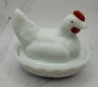 Vintage Westmoreland Glass Hen on Nest Milk Glass 3.5” Trinket Dish