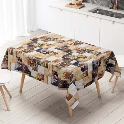 KEVKUS Nappe En Toile Cirée Au Mètre C145081 - Vin Rouge, Vin Blanc, Raisin, Bois Au Choix En Carré, Rond, Ovale (bordure Crochetée) - 140 X 260 Cm - Ovale