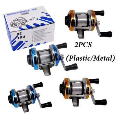 2pcs Portable Mini Fishing Reel Aluminum Spool Metal Spinning Reel Winter Ice