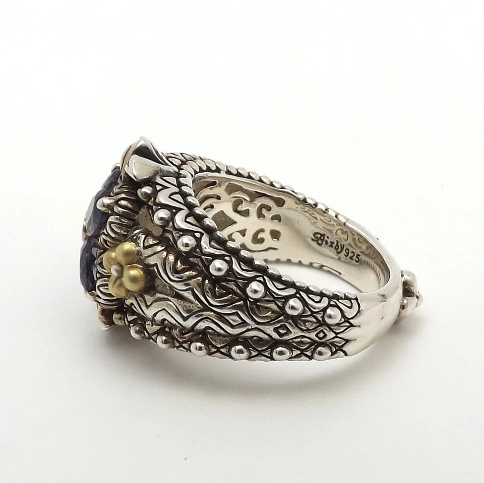 Anillo Flor Jezabel Topacio Blanco Iolita Plata Esterlina Oro 18k Barbara Bixby s8 Foto 4 de 4