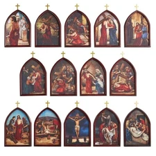 Stations of The Cross Wood Plaque Set 10'' H. Stations of the Cross Wood Plaques