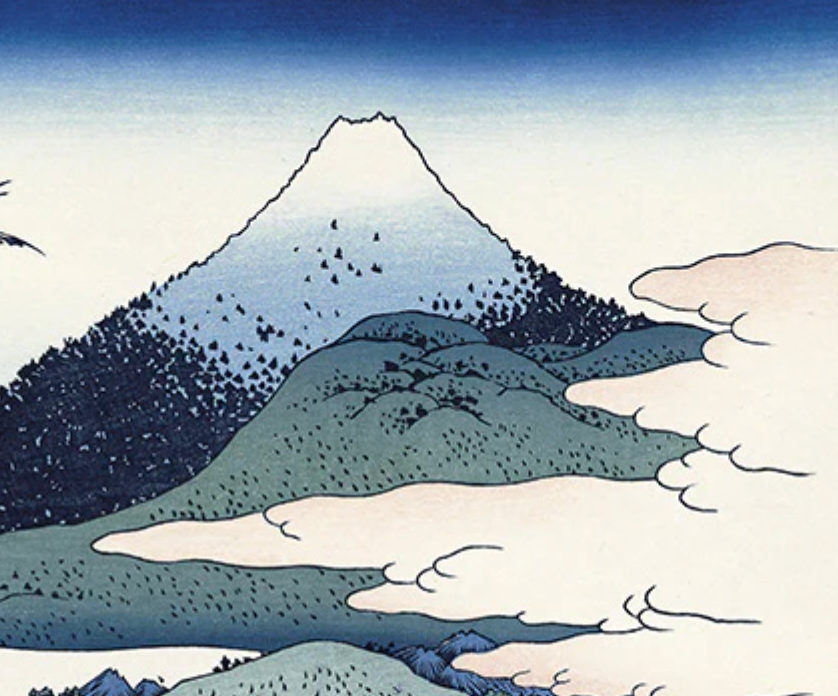 松籟（1870-1947）作　『松下富嶽遠望』図 真作】益田英挙/富嶽遠望/富士山松原図/横物/掛軸☆宝船☆