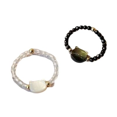 Set Of 2 Adjustable Cats Rings Party Accessories for Unique Enthusiasts