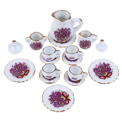 15Stücke / Set 1:12 Puppenhaus Miniaturgeschirr Porzellan Keramik Teetasse L'$r - Bild 4 von 13