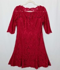 Eliza J sz. 6 Full Floral Lace Cocktail Dress Fit Flare Knee Length Scalloped