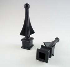 10 EACH (1/2-INCH) BLACK PLASTIC IRON FENCE FINIAL TOPS 1-30 4-SIDE SPIRE