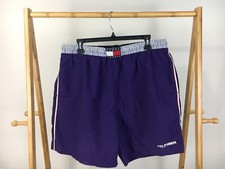 VTG Tommy Hilfiger Men's Flag Patch Spellout Purple Swim Trunks Size XL
