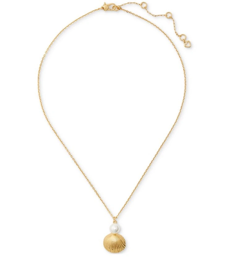Mini Collar Colgante Kate Spade Tono Dorado Arrecife Tesoro Imitación Perla y Concha Foto 4 de 4