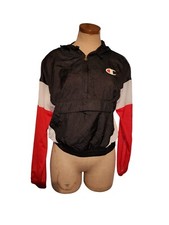 Champion Windbreaker Womens Medium 1/4 Zip Pullover Hooded