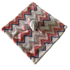 Blankets and Beyond Gray Elephant Plush Pink Blue White Security Blanket Lovey