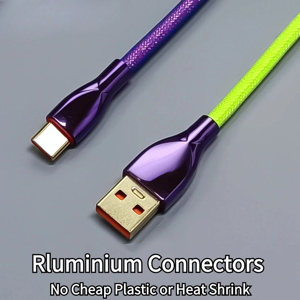 Coiled Cable for Gaming Keyboard Double-Sleeved Wire with Connector Charging New - Image 2 of 4