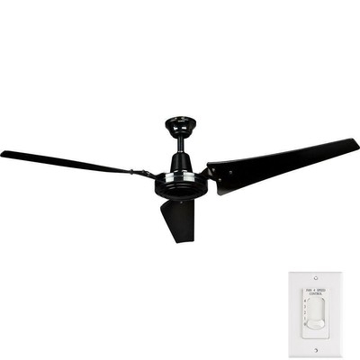 Hampton Bay Industrial 60 In Indoor Black Ceiling Fan With Wall