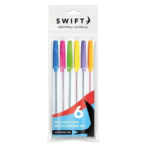 Mabor 6 Penne A Sfera 6 In 1 Multicolore – Penne Con Pompon, Tratto 0,5 Mm, Inchiostri Rosso Nero Blu Verde Arancione Viola, Ricaricabili, Divertenti Per Ufficio E Scuola - 2