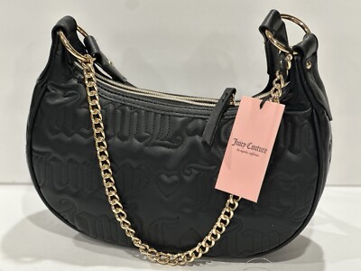 【JUICY COTURE】キルティングバッグ【黒】 Juicy Couture Black Quilted Puff Half Moon Crossbody Bag | eBay