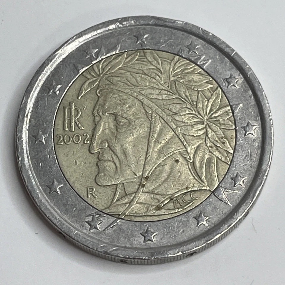 Euro coin - 2 Euro coin Italy 2002 - Dante Alighieri - Rare - Mint Mark R - Image 4 of 4
