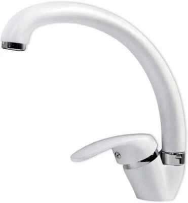 MISCELATORE RUBINETTO MONOCOMANDO LAVELLO CUCINA CANNA ALTA BIANCO LUCIDO