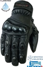 CARBON KNUCKLE THERMAL WINTER MOTORBIKE MOTORCYCLE MOTOCROS SHORT LEATHER GLOVES