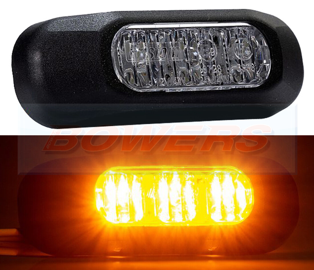 12v/24v Amber 3x LED Flashing Strobe Hazard Emergency Warning Light