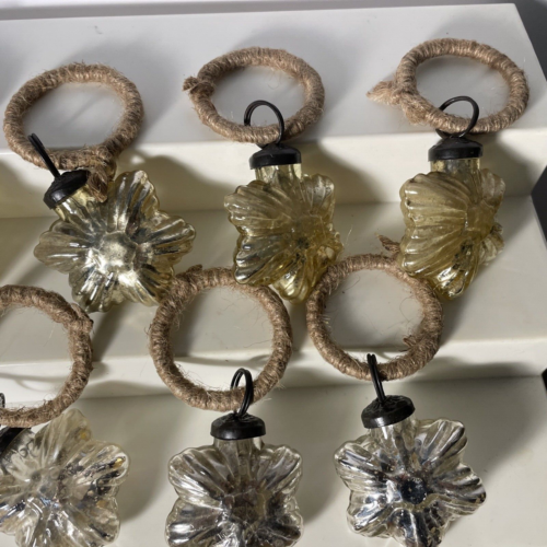 12 Lot Vintage Kugel Style Glass Christmas Ornament STARS Gold & Silver Ribs 2" - Picture 7 of 20