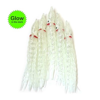 Fish WOW 5" White Squid Skirt Octopus Trolling Hoochie Crinkle Soft Lures lot Fish WOW 5" White Squid Skirt Octopus Trolling Hoochie Crinkle Soft Lures lot