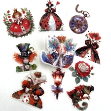Wonderland Stickers  (B) Queen of Hearts  Scrapbooking Collage Junk Journal
