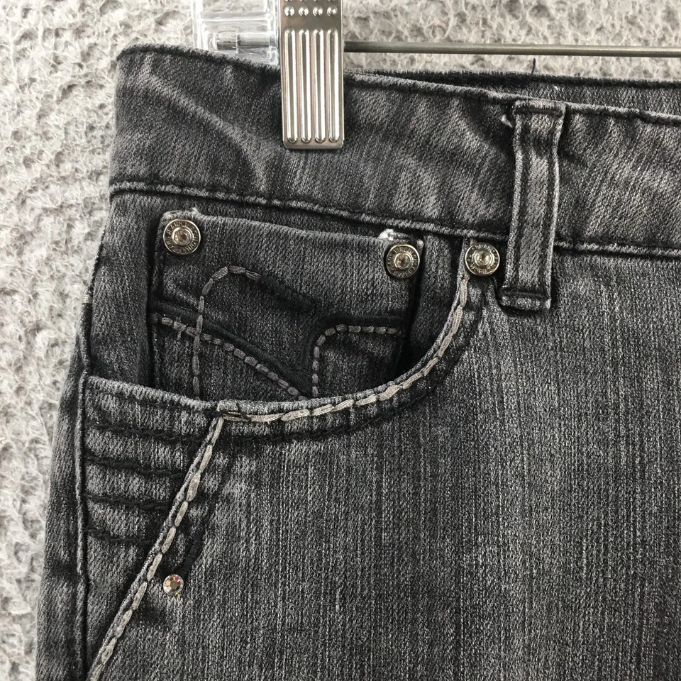 Pantalones de mezclilla ajustados Virgin Only para mujer 5 grises mezcla de algodón tiro bajo cremallera mosca Foto 3 de 4